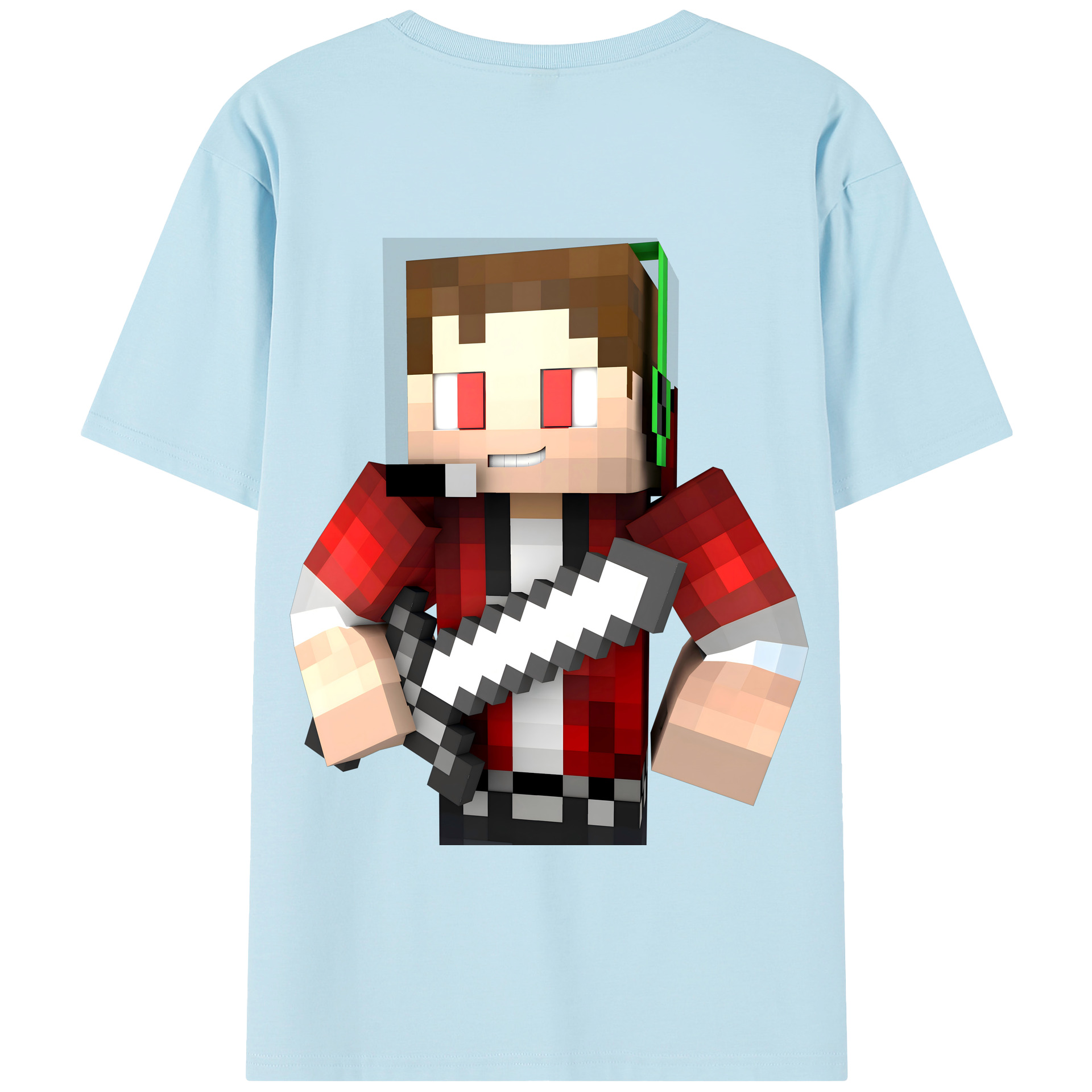 （画像用） マインクラフト ブロックの世界 Minecraft MC Block world 綿100％半袖Tシャツ（背面プリント）